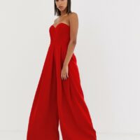 Bariano - Combinaison large et longue avec col cur - Rouge Asos